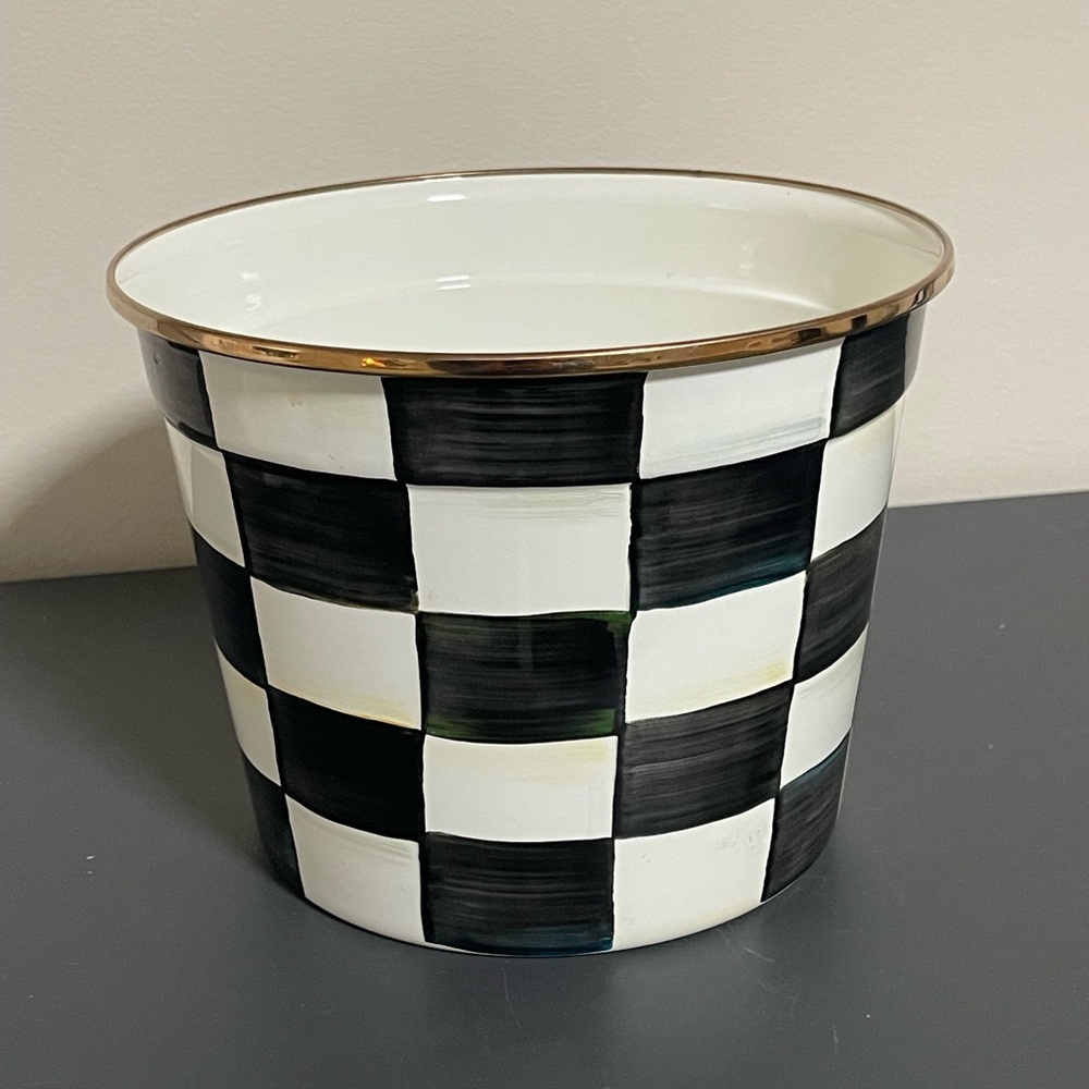 MacKenzie-Childs Black and White Checkered Enamel Pot